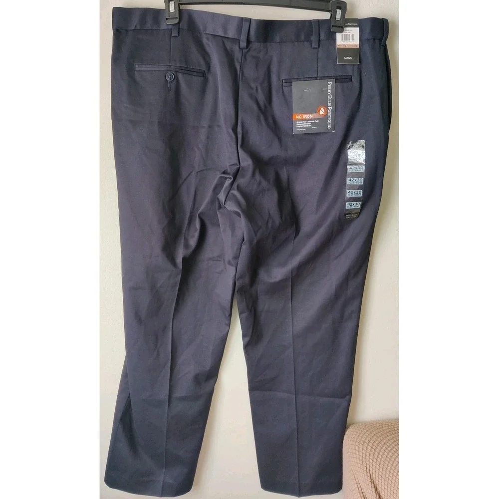 Perry Ellis Portfolio Men's 42 X 30 Pants Flat Front‎ Wrinkle Free Cotton NWT